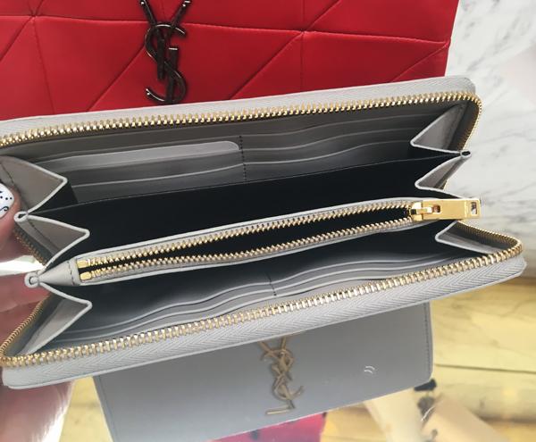 2018 SS VIP SALE★YSL コピー フルジップ長財布 ライトグレー 414570BJ50J